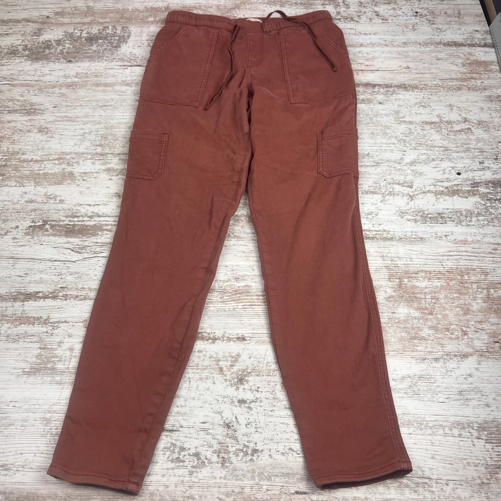 Maurices Womens M Rust Red Brown Straight Leg Cargo Utility Pants Drawstring
